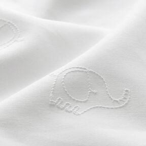 Sateen elephant embroidery – white, 