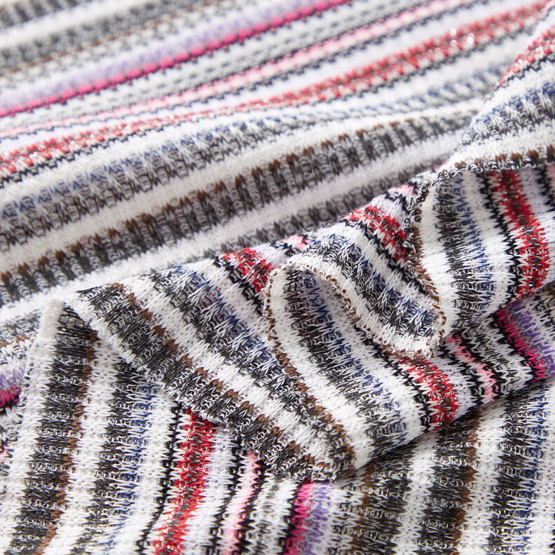 Horizontal stripes glittery rib knit,  image number 3