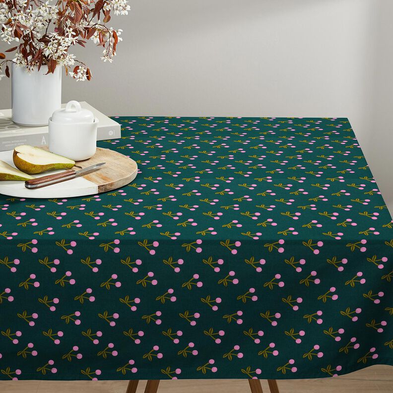 Coated Cotton cute cherries – dark green, image number 6