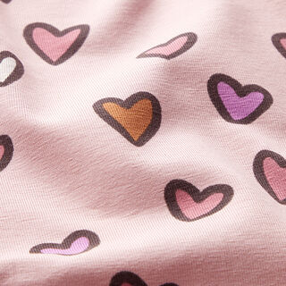 Cotton Jersey colourful hearts – pink, 