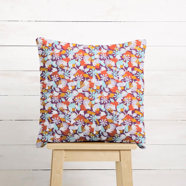 Cotton Cretonne Birds and Flowers – grape/pastel violet, image number 8