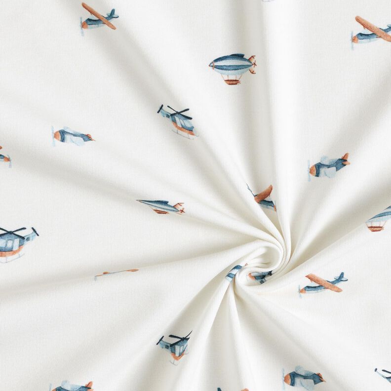 GOTS Cotton Jersey Retro flying objects Digital Print – ivory,  image number 3