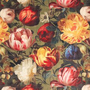 Decor Velvet peonies – khaki/dark red, 