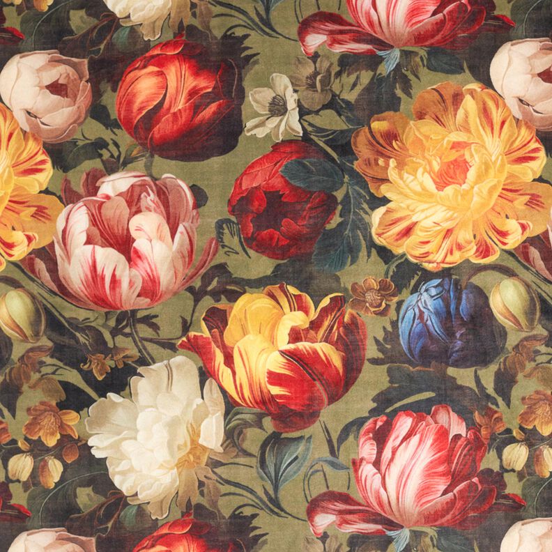 Decor Velvet peonies – khaki/dark red,  image number 1