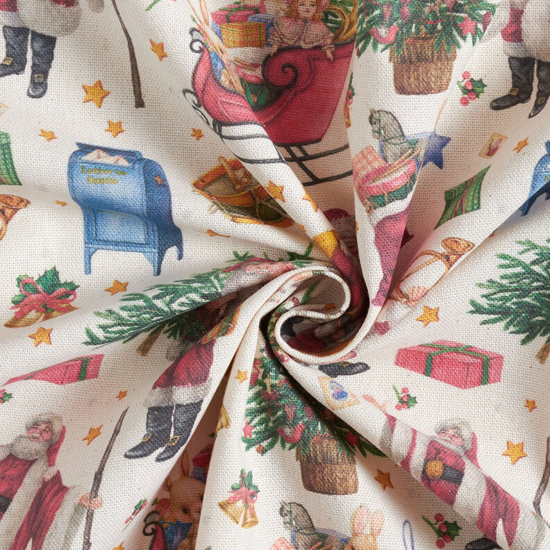 Decor Fabric Half Panama nostalgic Christmas time – natural/red, image number 3