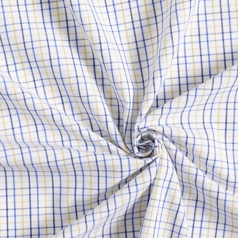 Cotton fabric grid check – white/blue, image number 3
