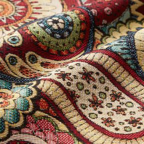 Decor Fabric Tapestry Fabric abstract paisley – light beige/carmine, 