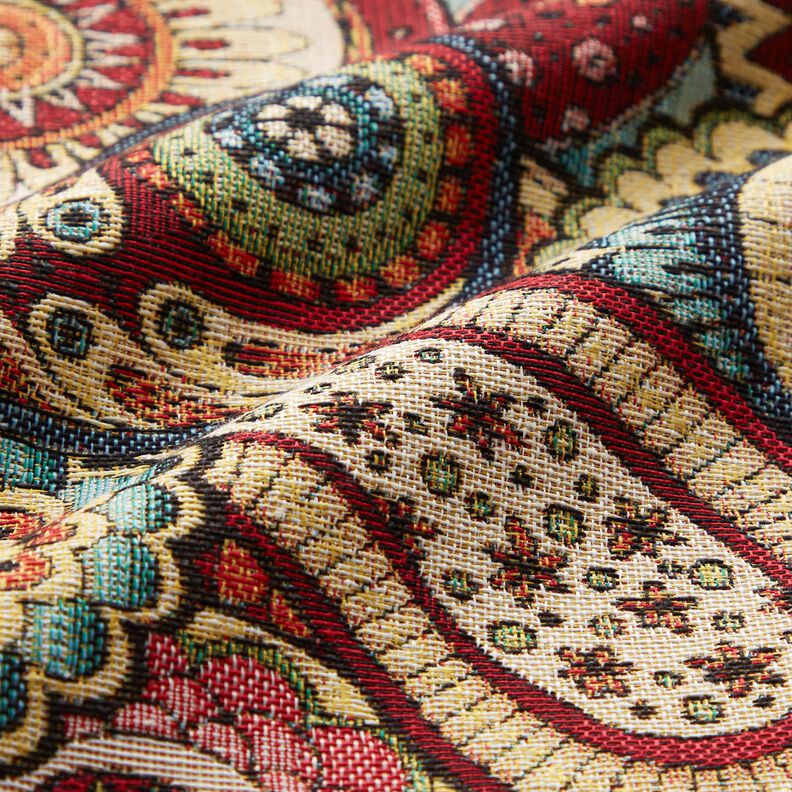 Decor Fabric Tapestry Fabric abstract paisley – light beige/carmine,  image number 2