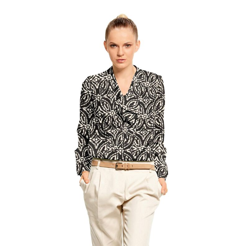 Blouse fabric abstract large pattern – black/white,  image number 7