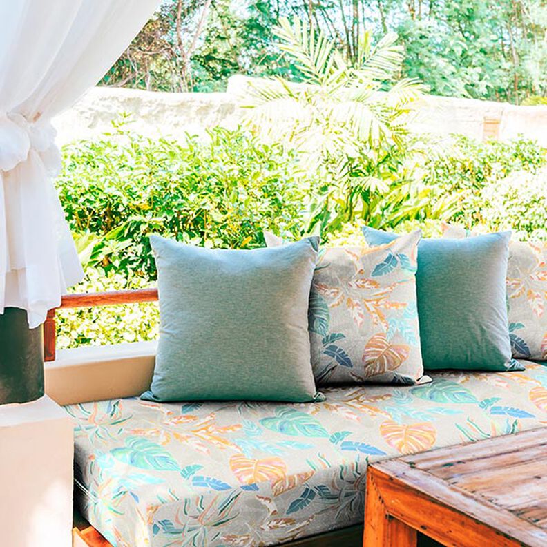 Outdoor Fabric Canvas Tropical Leaves – coral,  image number 7
