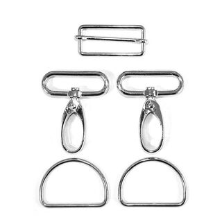 Bag Accessories Set [ 5-Pieces | 40 mm] – silver metallic, 