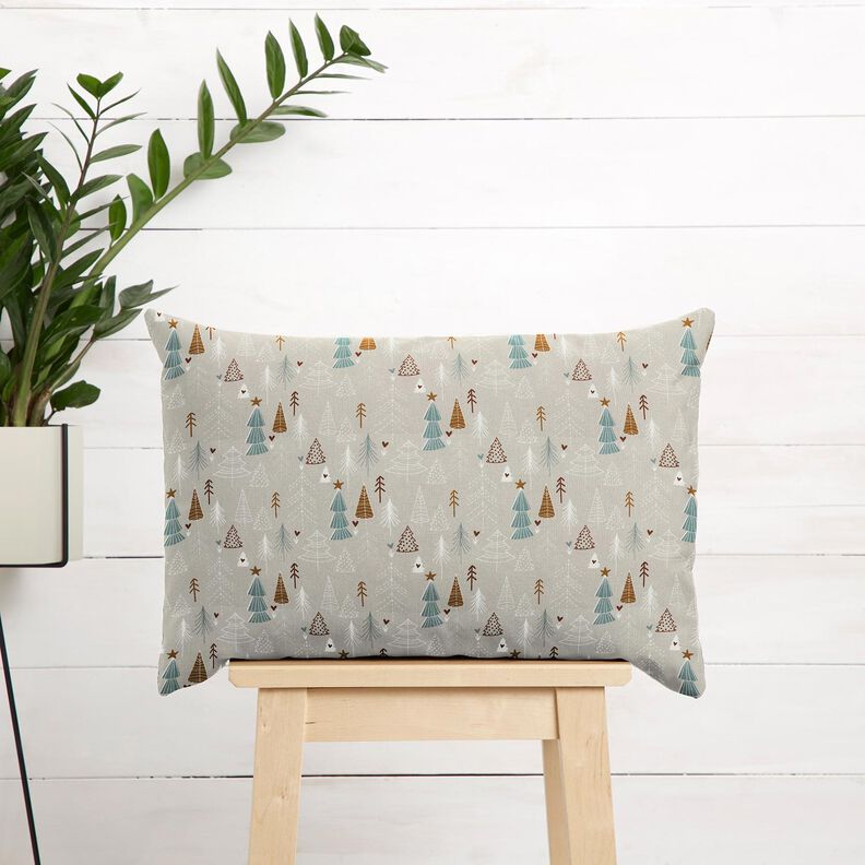 Cotton Poplin minimalist fir trees – light taupe,  image number 7