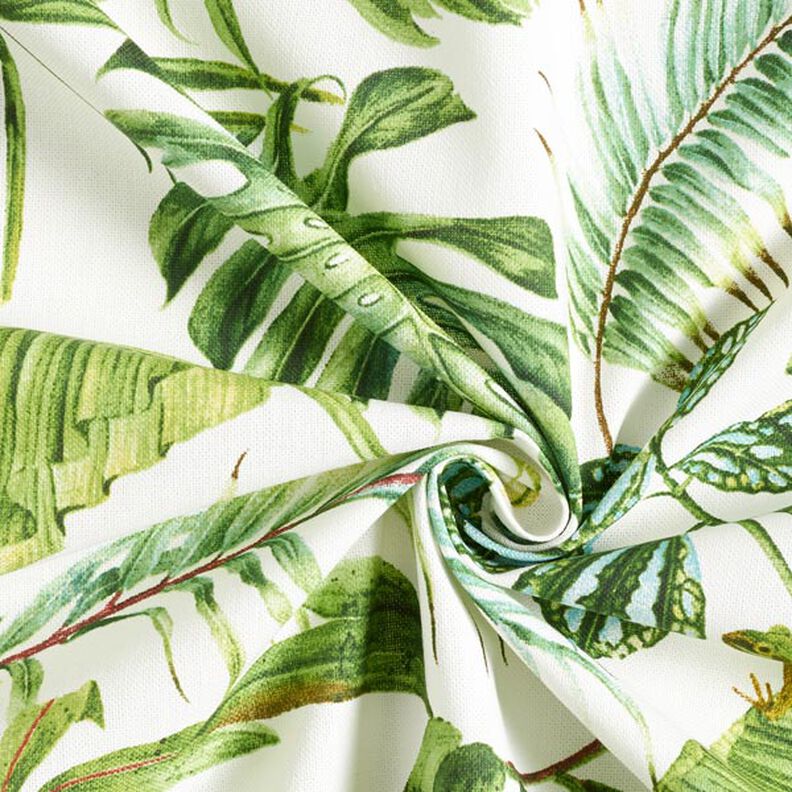 Decor Fabric Half Panama exotic leaves – green/white,  image number 4
