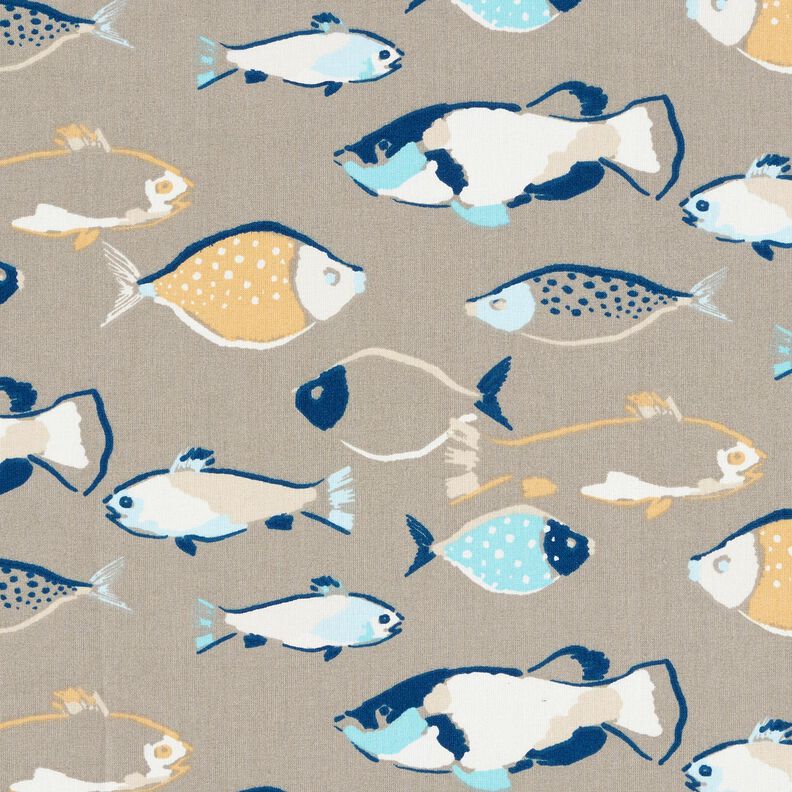Cotton Cretonne school of fish – taupe,  image number 1