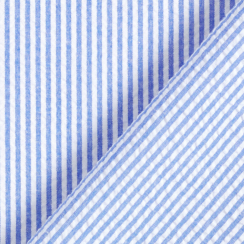 Seersucker Stripes Cotton Blend – royal blue/offwhite,  image number 4