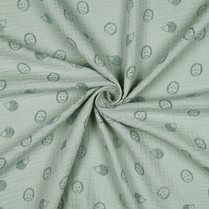 Double Gauze/Muslin Hedgehog | Poppy Fabrics – pale mint/dark green, image number 3