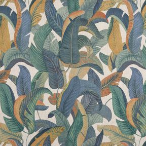 Decor Fabric Half Panama Banana Leaves – blue grey/light taupe, 