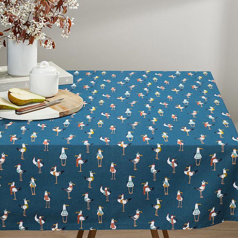 Cotton cretonne seagulls – navy blue,  image number 6