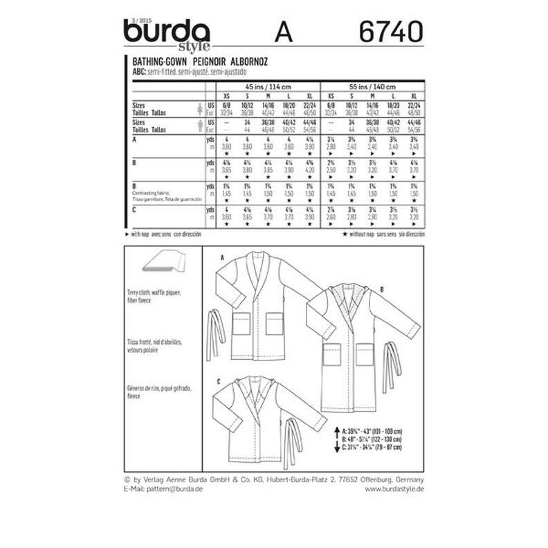 Bathrobe, Burda 6740,  image number 8