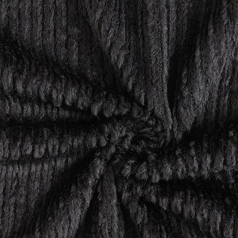 cable knit faux fur – black,  image number 3
