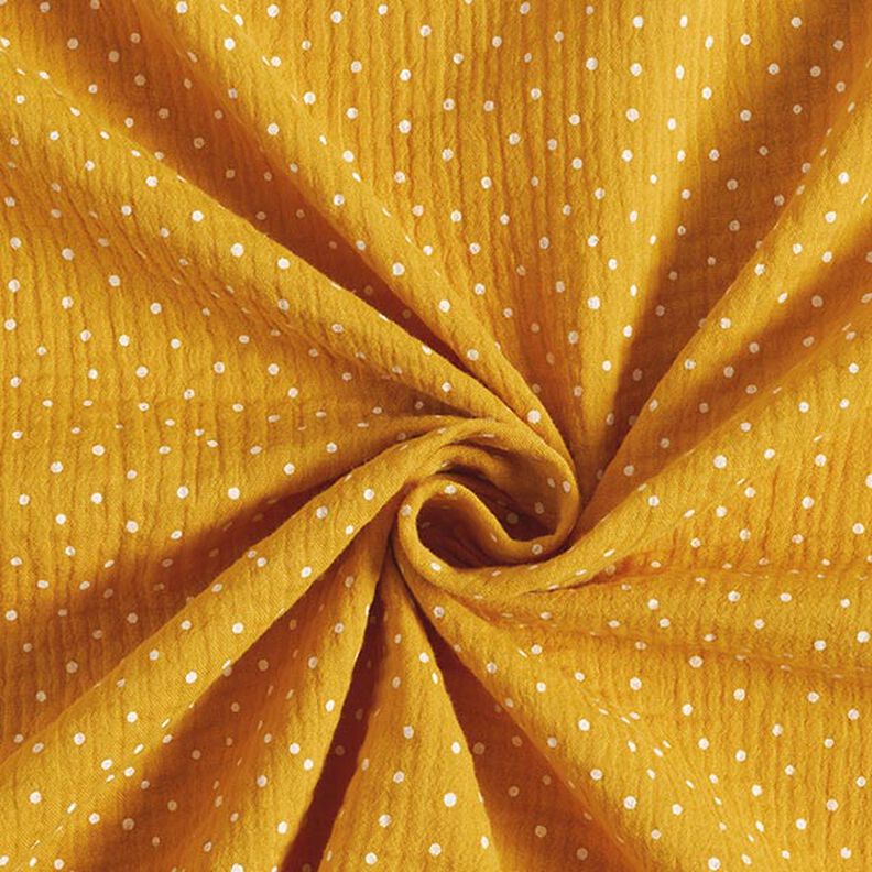 Double Gauze/Muslin Polka Dots – curry yellow/white,  image number 3
