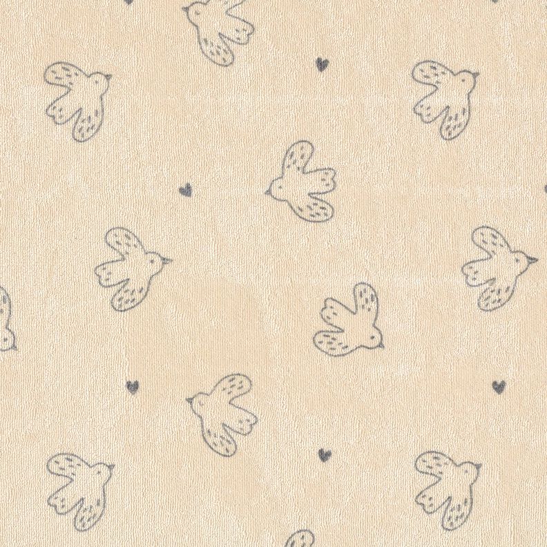 terry cloth jersey little birds – almond,  image number 1