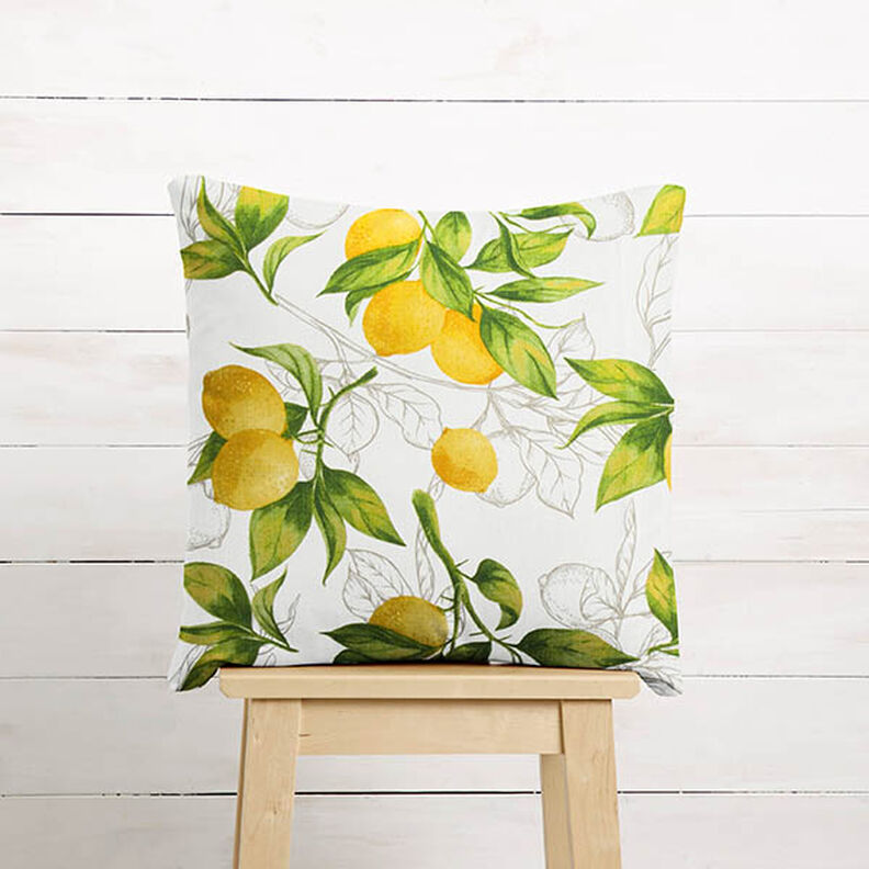 Decor Fabric Panama lemons – white/lemon yellow,  image number 6