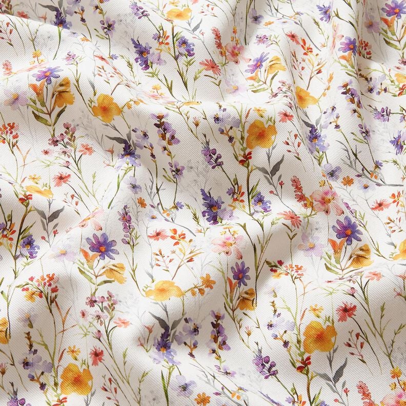 Decor Fabric Cotton Twill wildflowers – ivory/lilac,  image number 2