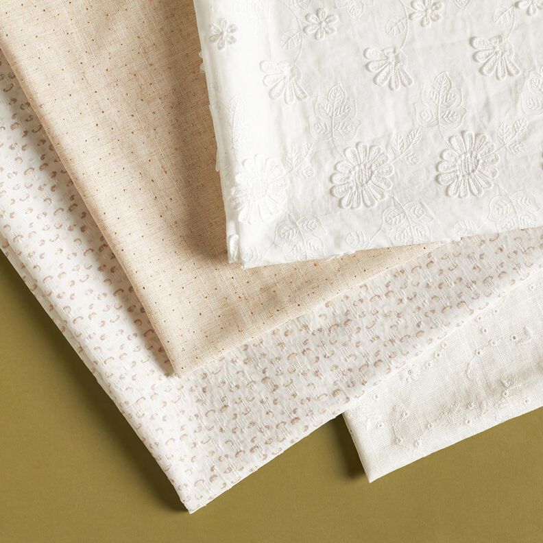 Viscose Linen Blend Glitter Dots – almond/metallic gold,  image number 5