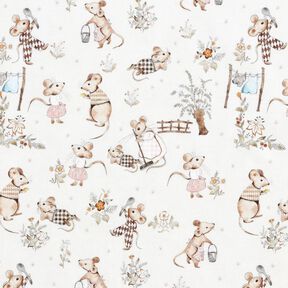 Cotton Jersey Mouse family Digital Print – offwhite, 