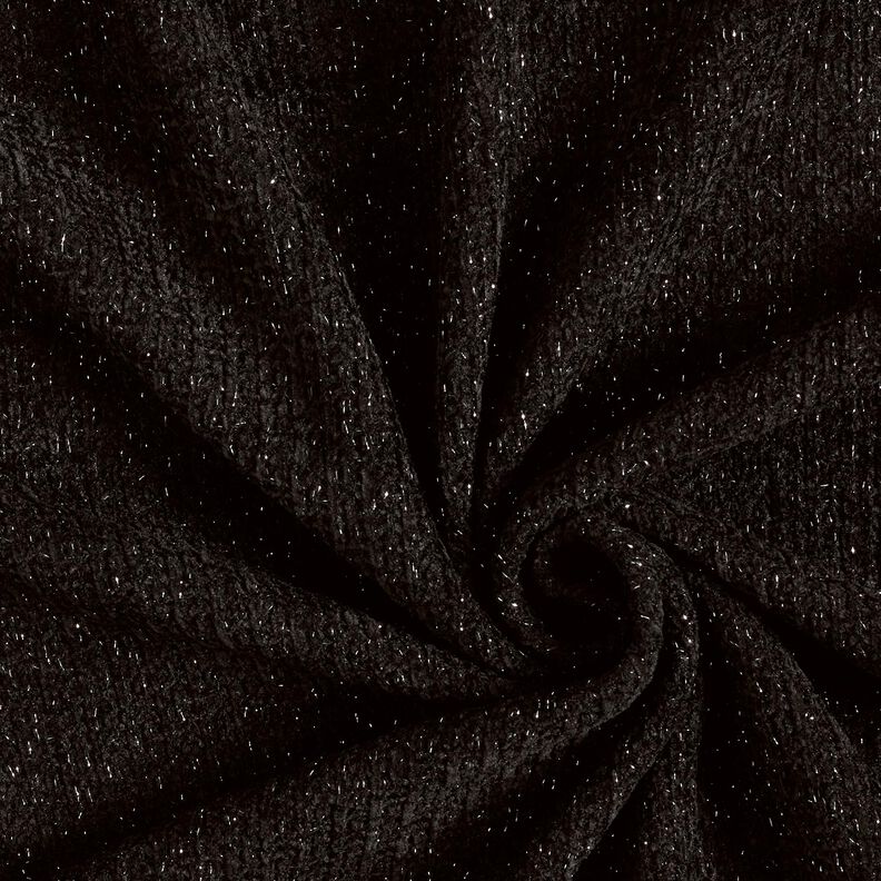 Chenille Knit Jacquard Glitter – black/metallic antique silver,  image number 1