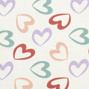 Cotton Jersey colourful hearts &ndash; white/mauve, 