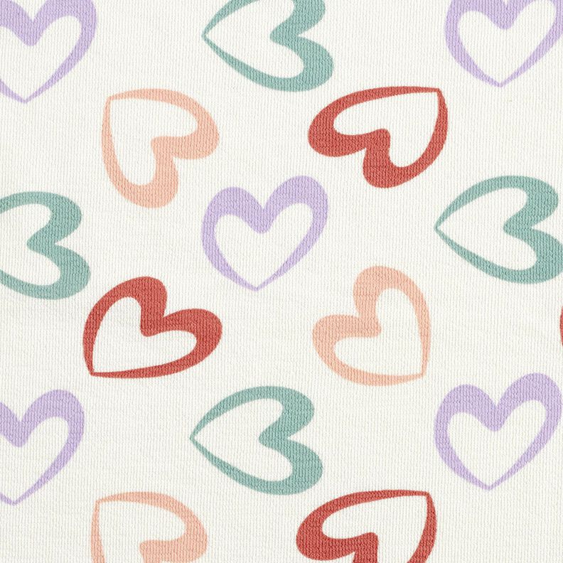 Cotton Jersey colourful hearts &ndash; white/mauve,  image number 1
