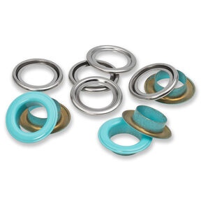 Eyelets with washers [15 pieces | Ø 14 mm] | Prym – mint/metallic silver, 
