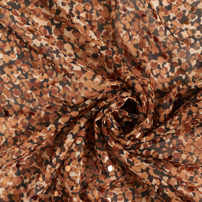 Crêpe chiffon spots and gold dots – brown/metallic gold,  image number 4
