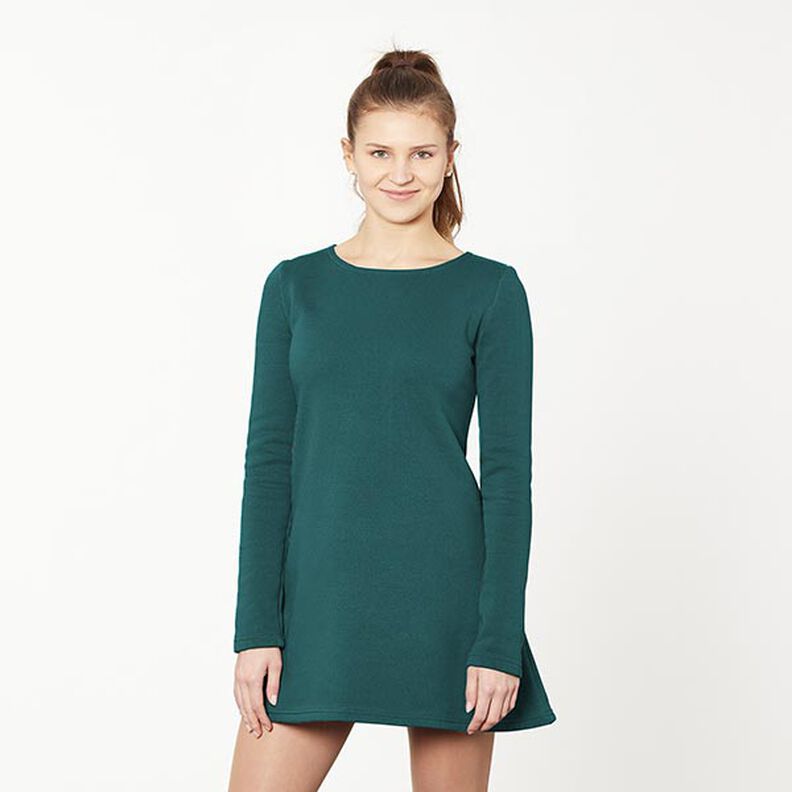 Light Cotton Sweatshirt Fabric Plain – dark green,  image number 6