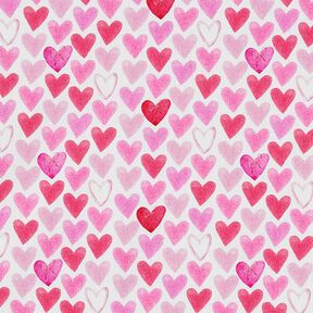 Cotton poplin watercolour hearts – white, 