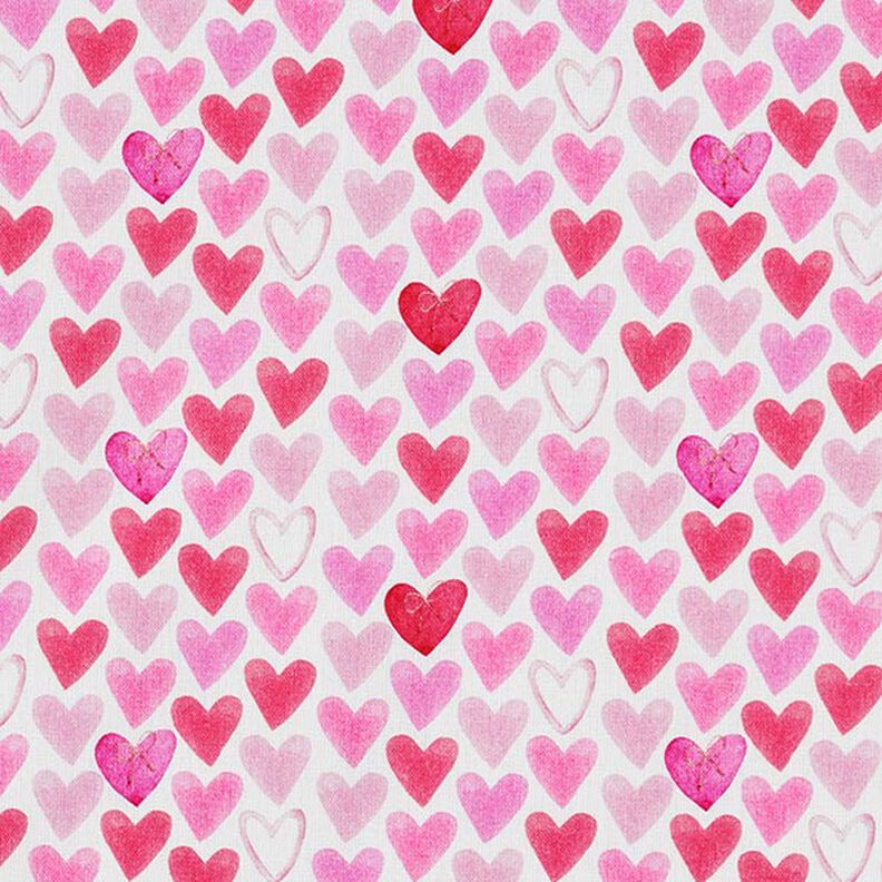 Cotton poplin watercolour hearts – white,  image number 1