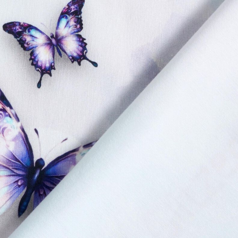 Cotton Jersey Magical Fluttering Butterflies | Glitzerpüppi  – ice blue/lavender,  image number 4