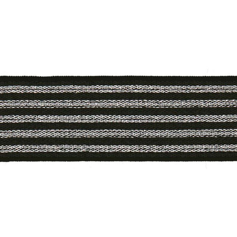 Striped Elastic [ Width: 25 mm ] – black/silver,  image number 1