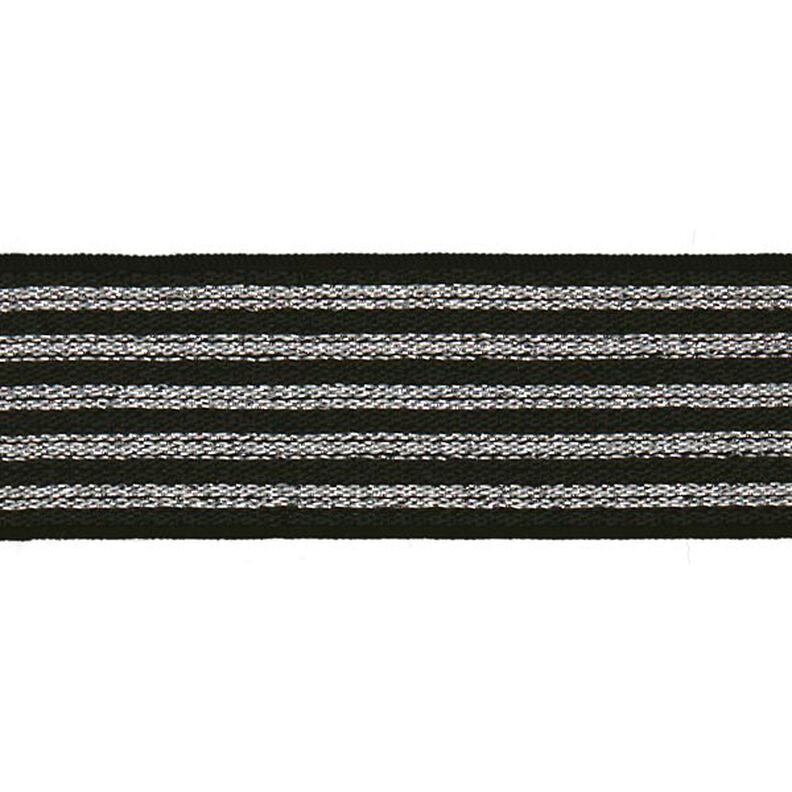 Striped Elastic [ Width: 25 mm ] – black/silver,  image number 1