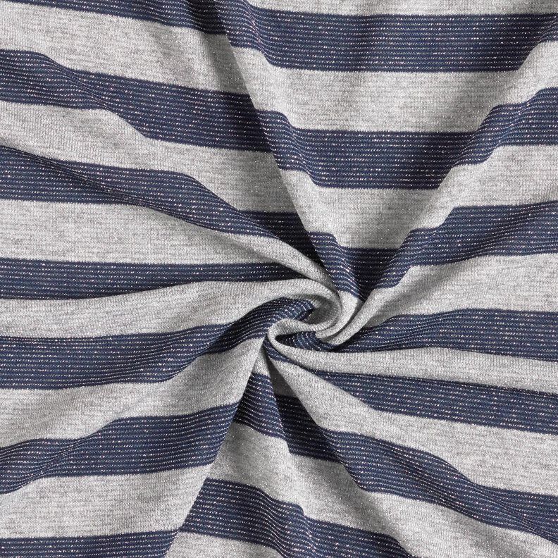 Jersey glitter horizontal stripes – light grey/navy blue,  image number 4