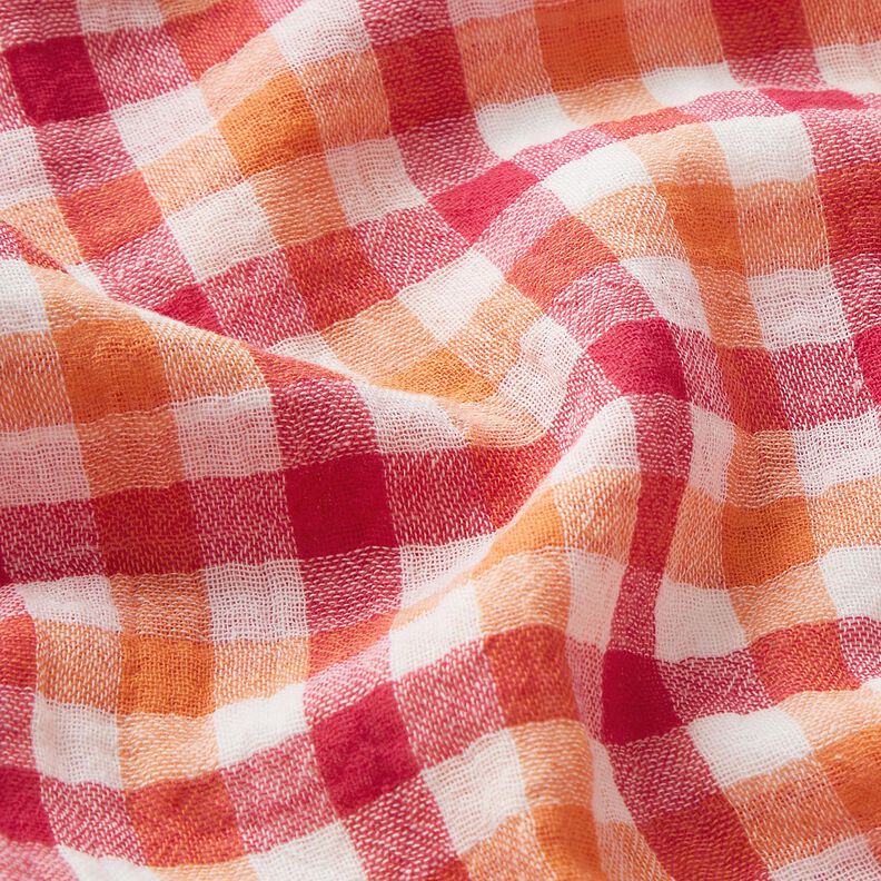 Double Gauze/Muslin Doubleface checked | by Poppy – raspberry/peach orange,  image number 2
