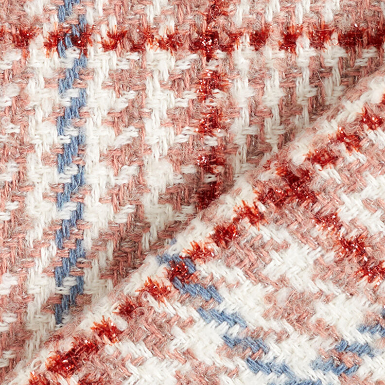 Checks & Houndstooth Coating Fabric – white/dusky pink,  image number 4