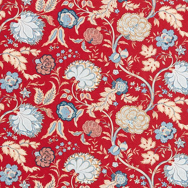 Decor Fabric Canvas Oriental Flower Print – carmine,  image number 1
