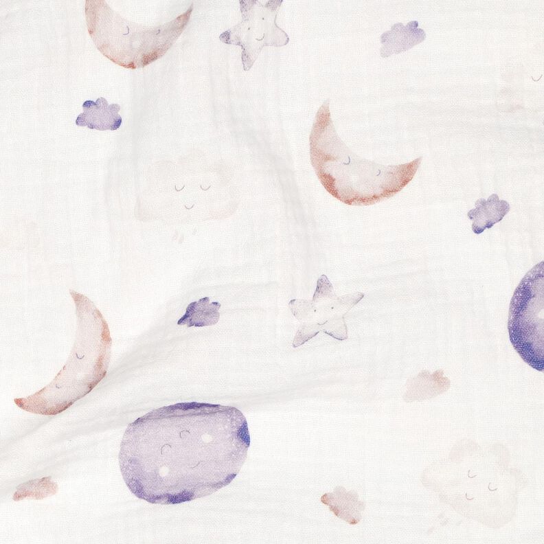 GOTS Double Gauze/Muslin Night’s Sky Digital Print | Poppy Fabrics – ivory/mauve,  image number 2