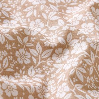 Cotton Poplin Bi-coloured flowers – light brown/offwhite, 