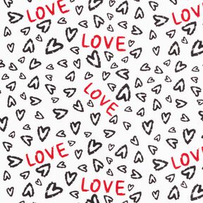 Cotton Cretonne Love – white/black, 