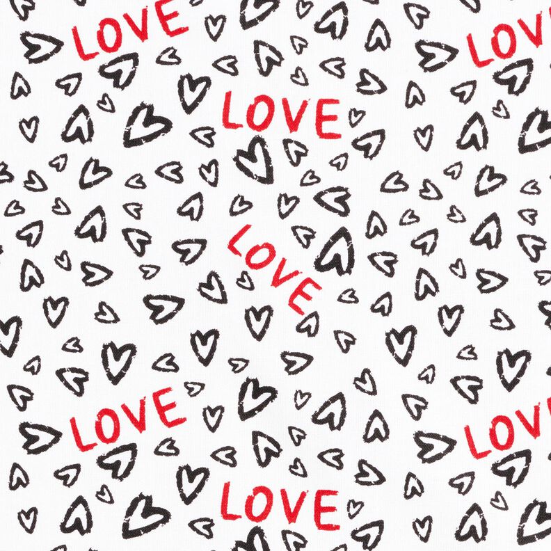 Cotton Cretonne Love – white/black,  image number 1