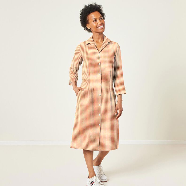 Seersucker Cotton woven check – terracotta/light beige, image number 5